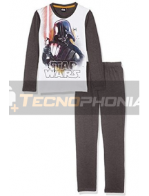 Pijama manga larga niño Star Wars - Darth Vader gris balnco 6 años 116cm