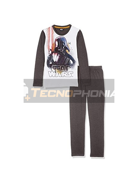 Pijama manga larga niño Star Wars - Darth Vader gris balnco 8 años 128cm