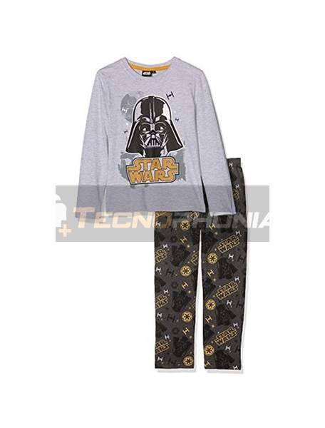 Pijama manga larga niño Star Wars - Darth Vader gris estampado 6 años 116cm