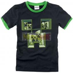 Camiseta niño manga corta Minecraft negra - verde 12 años 152cm