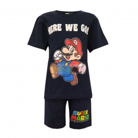 Pijama manga corta niño Super Mario 4 años - 104cm azul marino