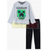 Pijama manga larga niño Minecraft gris - negro 10 años 140cm