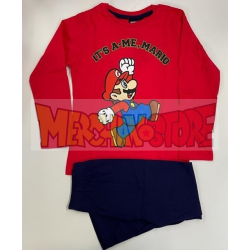 Pijama manga larga niño Mario - It's a me, Mario rojo - azul 4 años 104cm