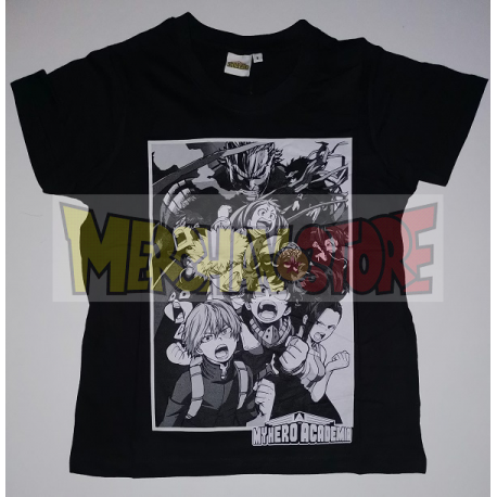 Camiseta infantil My Hero Academia negra 10 años 140cm