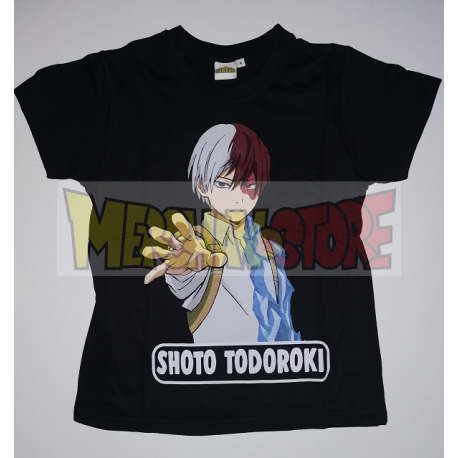 Camiseta infantil My Hero Academia - Shoto Todoroki negra 12 años 152cm