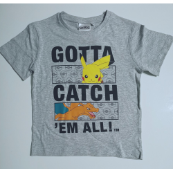 Camiseta niño Pokemon - Pikachu y Charmander gris 10 años 140cm