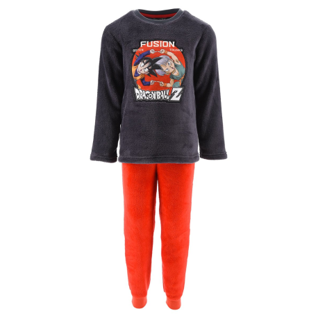 Pijama coralino largo niño Dragon Ball Z - Fusión gris rojo 4 años 104cm