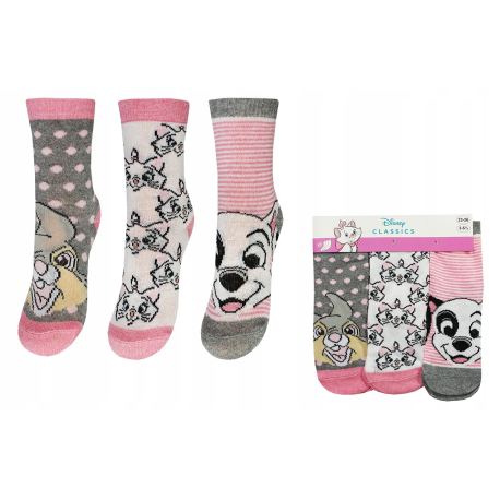 Pack de 3 calcetines Disney Classics - Tambor, Marie, Dalmatas 27-30