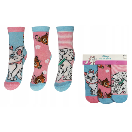 Pack de 3 calcetines Disney Classics - Marie, Bambi, Dálmatas 23-26