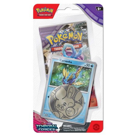 Blister de sobre de cartas Pokémon Scarlet & Violet - Temporal Forces - Carvanha (inglés)