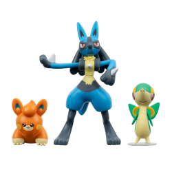 Figura Pokémon Battle Pack Snivy, Pawmi, Lucario 5cm