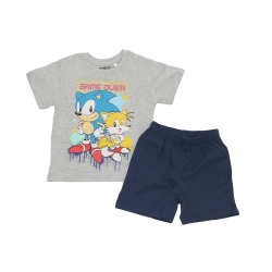 Pijama corto niño Sonic - Game Over gris - azul 4 años 104cm