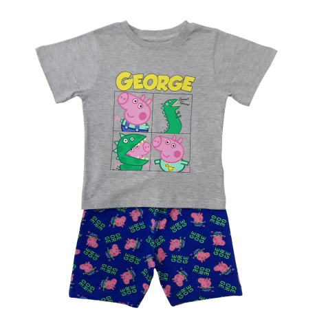 Pijama corto niño Peppa Pig - George gris - azul 4 años 104cm