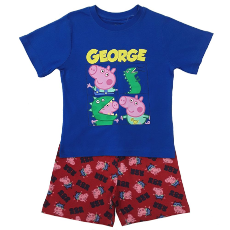 Pijama corto niño Peppa Pig - George azul - rojo 4 años 104cm