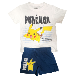 Conjunto de dos piezas camiseta y pantalón Pokémon blanco - azul 6 años 116cm