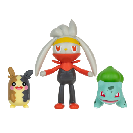 Pack de tres Figuras Pokémon Morpeko, Bulbasaur, Raboot 5cm