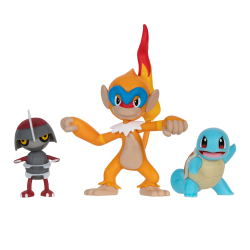 Pack de tres Figuras Pokémon Pawniard, Squirtle, Monferno 5cm