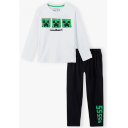 Pijama manga larga niño Minecraft blanco - negro 6 años 116cm