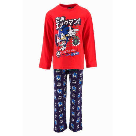 Pijama largo niño Sonic - Let's Roll rojo azul 6 años 116cm