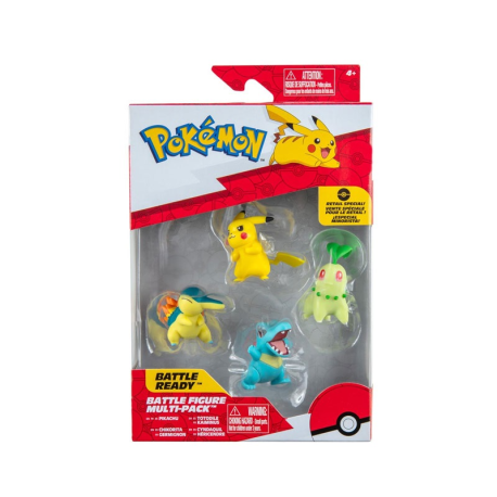 Pack de 4 Figuras Pokémon Battle - Pikachu, Chikorita, Totodile y Cyndaquil